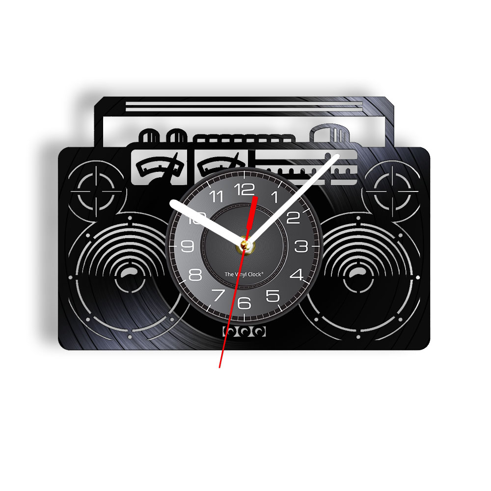 Audio Music Separate - Boombox-Reloj de pared de vinilo LP